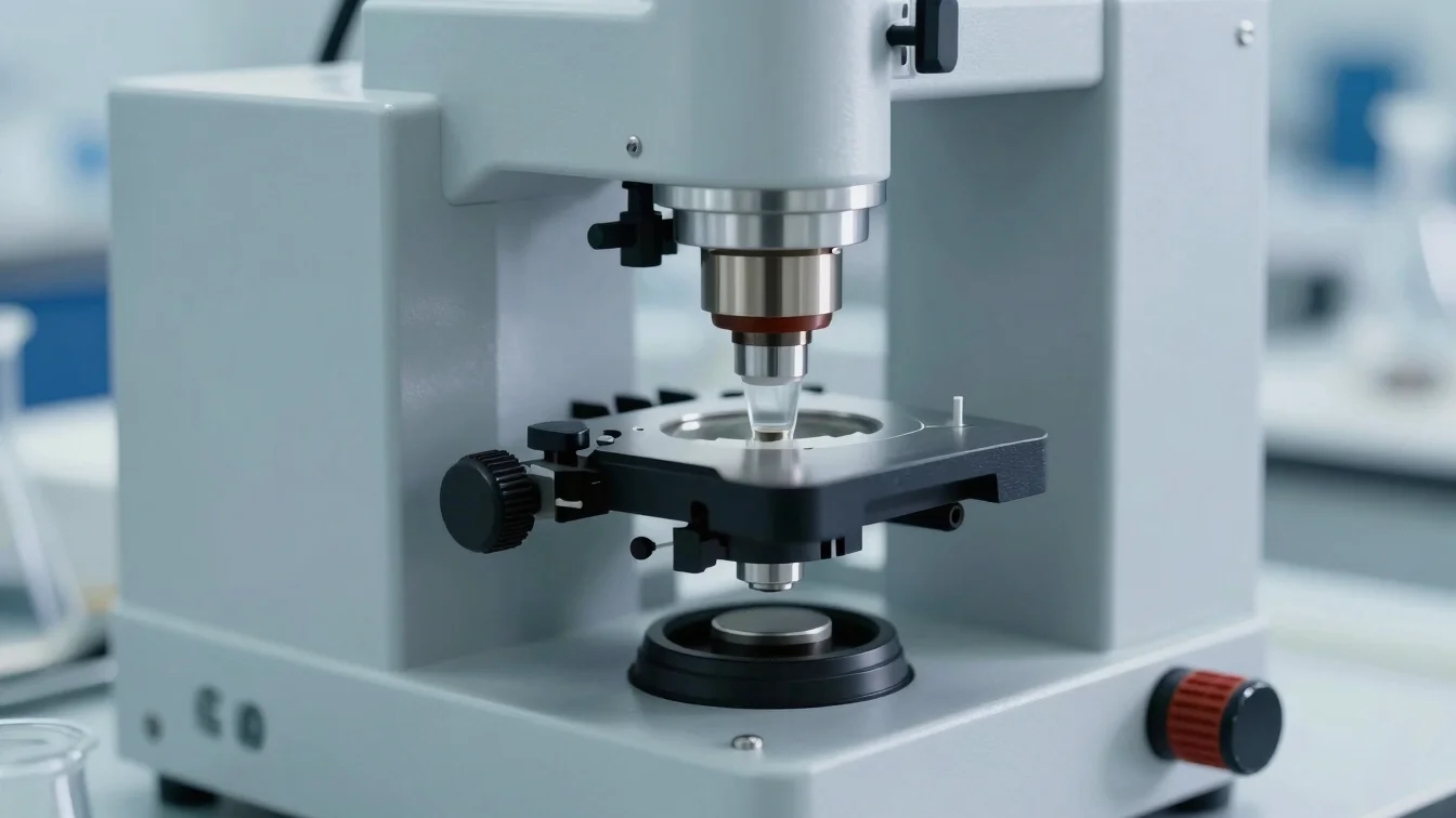 Tight macro shot of chemical laboratory instrumentation and precise testing equipment